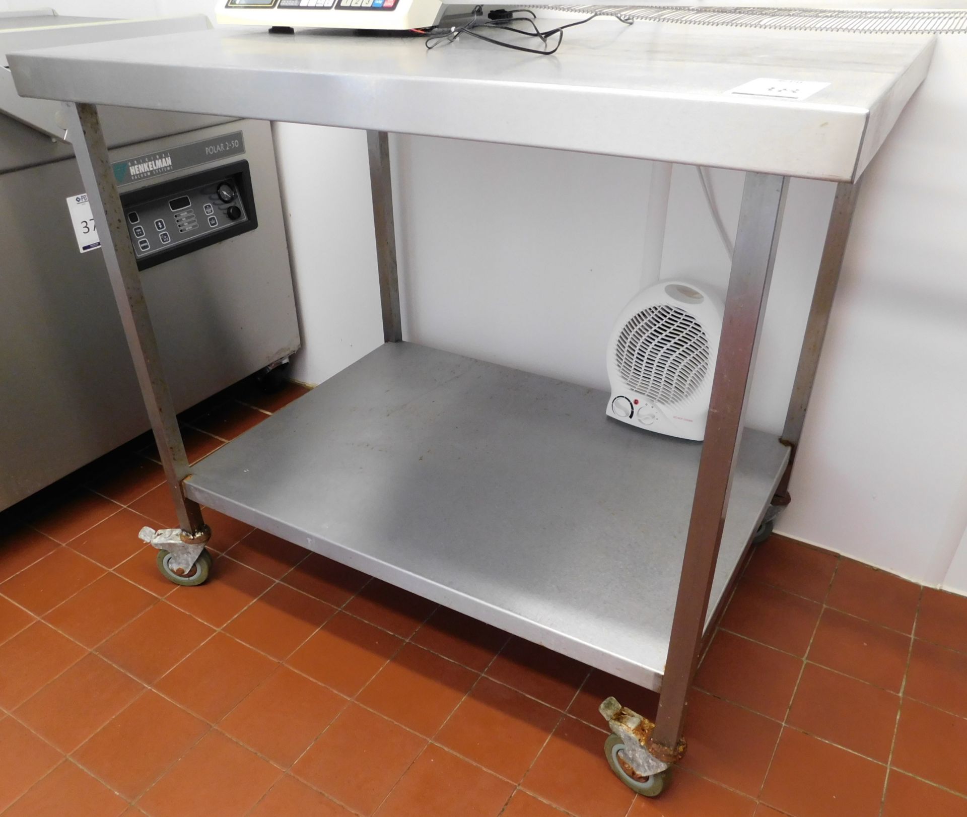 Mobile Stainless Steel Preparation Table (100cm W x 70cm D x 90cm H Approx.) (Location: