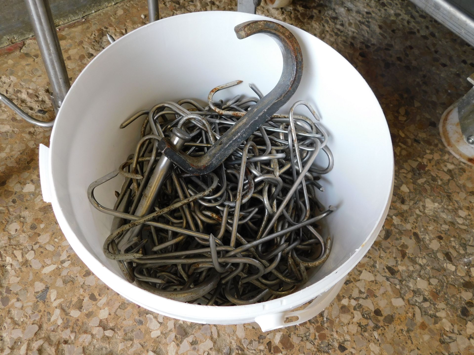 4 Carcass Hanging Hooks & Bucket Various Hooks (Location: Skelmersdale. Please Refer to General - Image 2 of 2