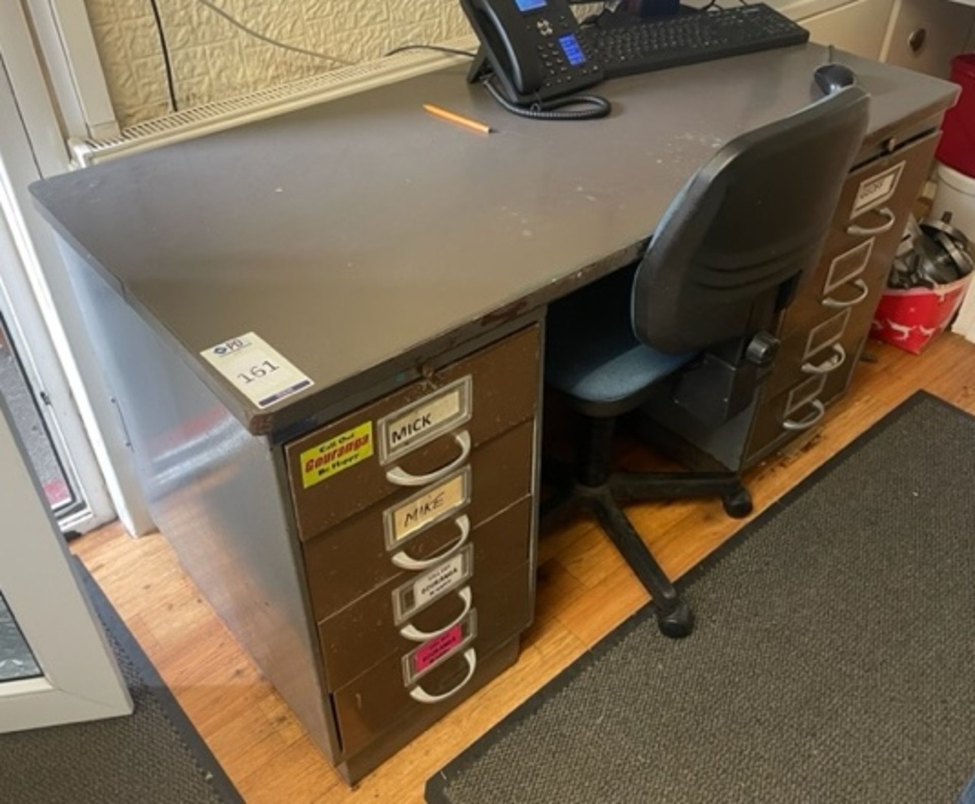 Steel Desk with Inlay Top & 8 Drawers (Computer Equipment & Phone Not Included) (Location: