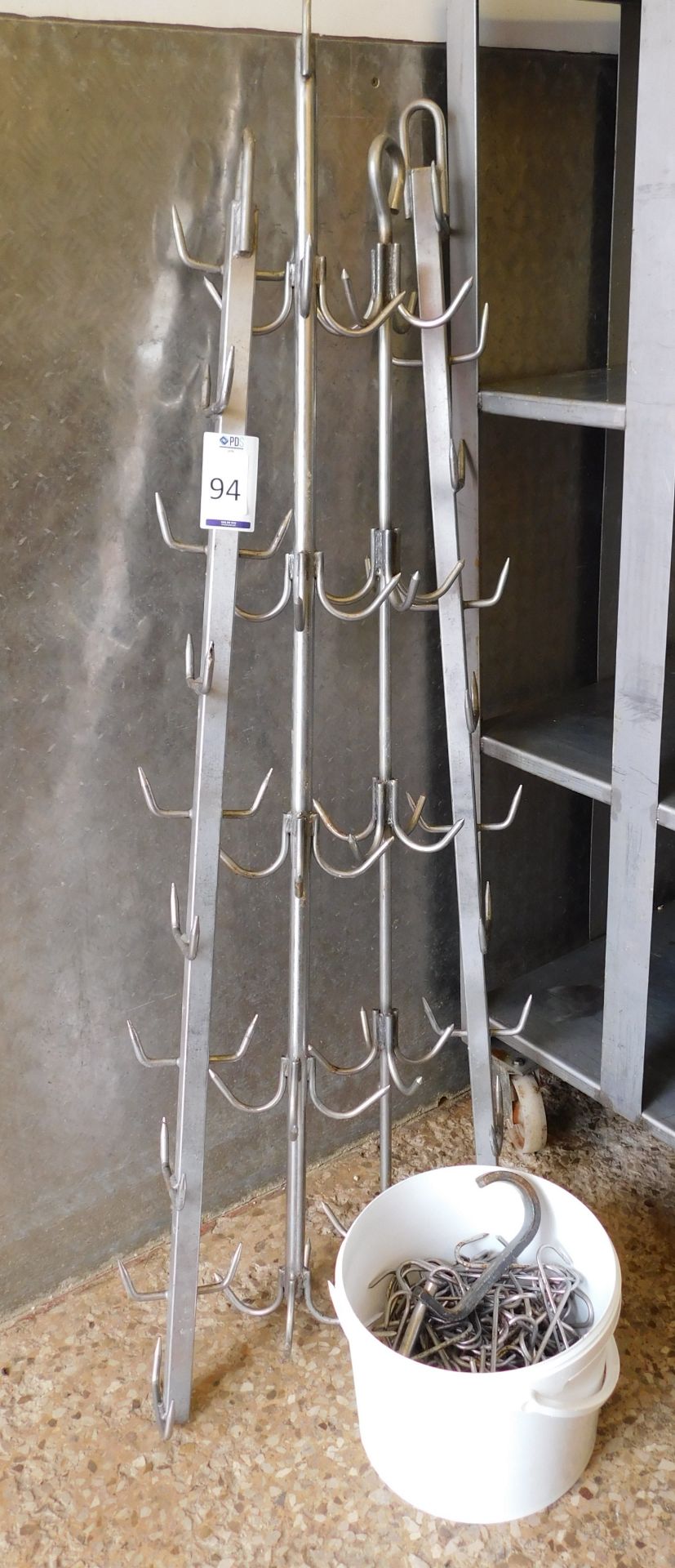 4 Carcass Hanging Hooks & Bucket Various Hooks (Location: Skelmersdale. Please Refer to General