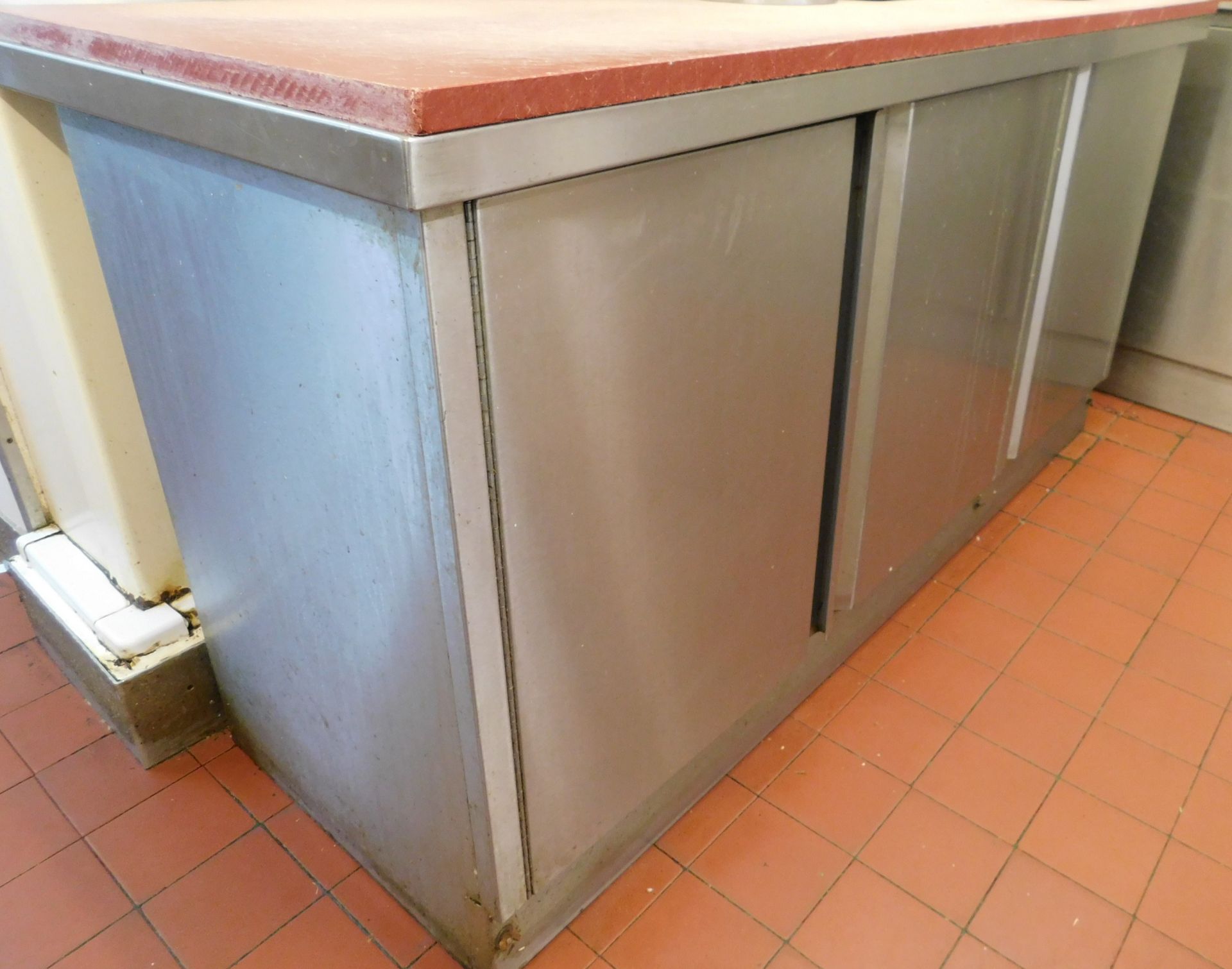 Stainless Steel 3-Door Cabinet with Red Chopping Board Top (180cm W Approx.) (Location: