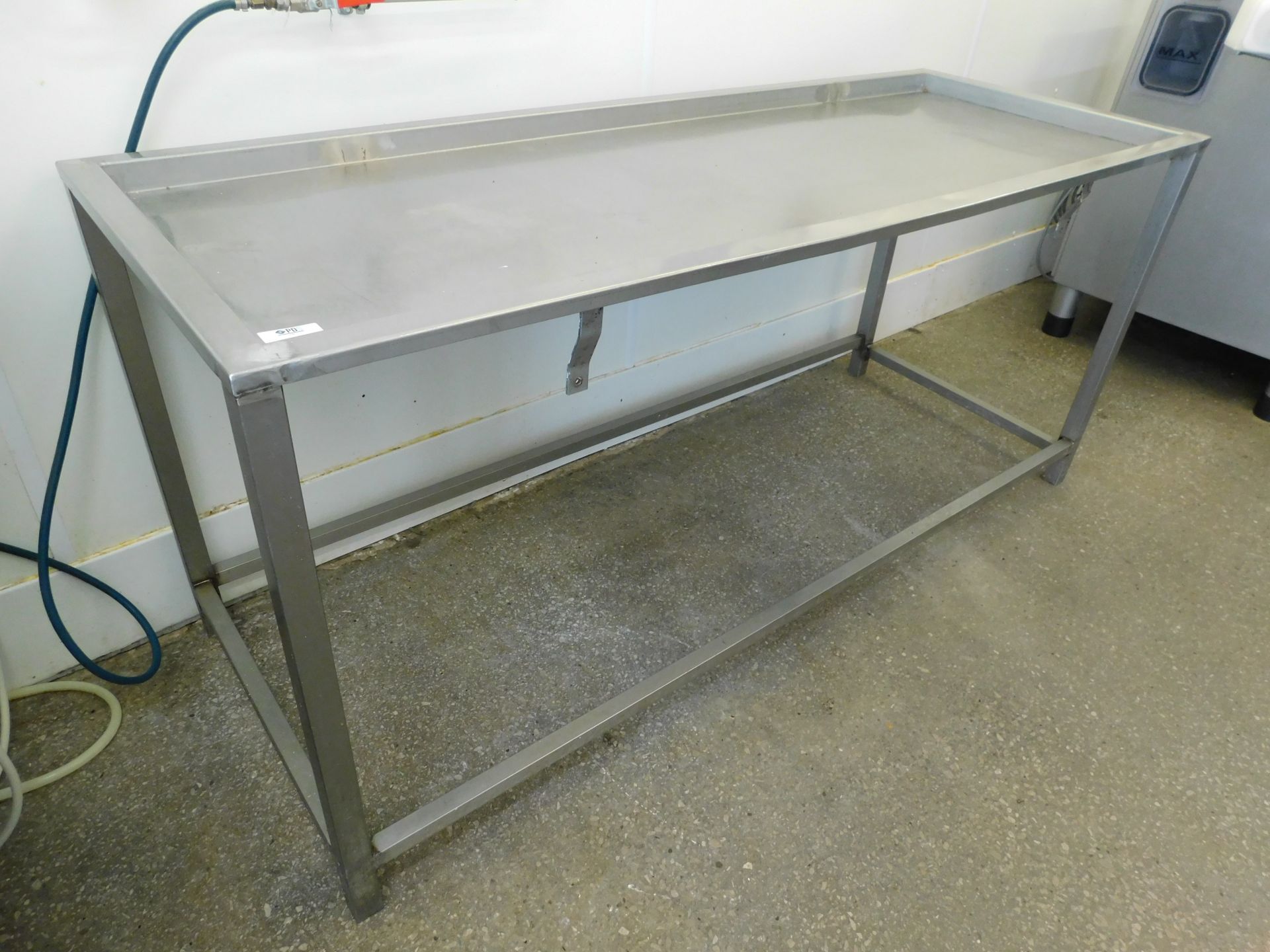 Stainless Steel Preparation Table (192cm W x 71cm D x 85cm H Approx.) (Location: Skelmersdale.