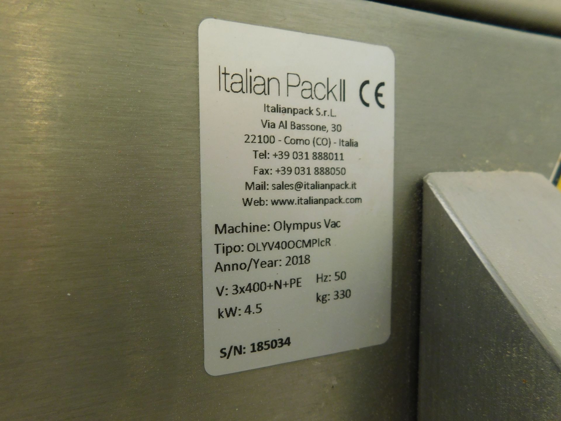 Italian Pack II OLYV400CMPLCR Olympus Vac Twin Tray Vacuum Packer, s/n; 185034 (2018) (Location: - Image 7 of 8