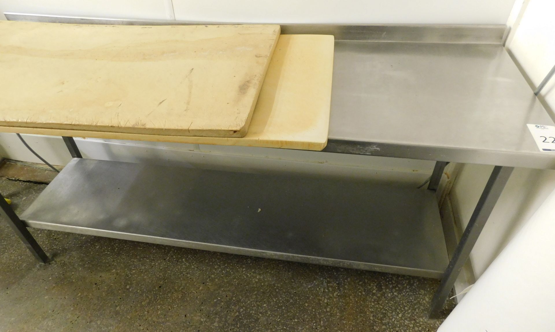 Stainless Steel Preparation Table (180cm W x 60cm D x 83cm H Approx.) with 2 Chopping Boards ( - Image 2 of 3