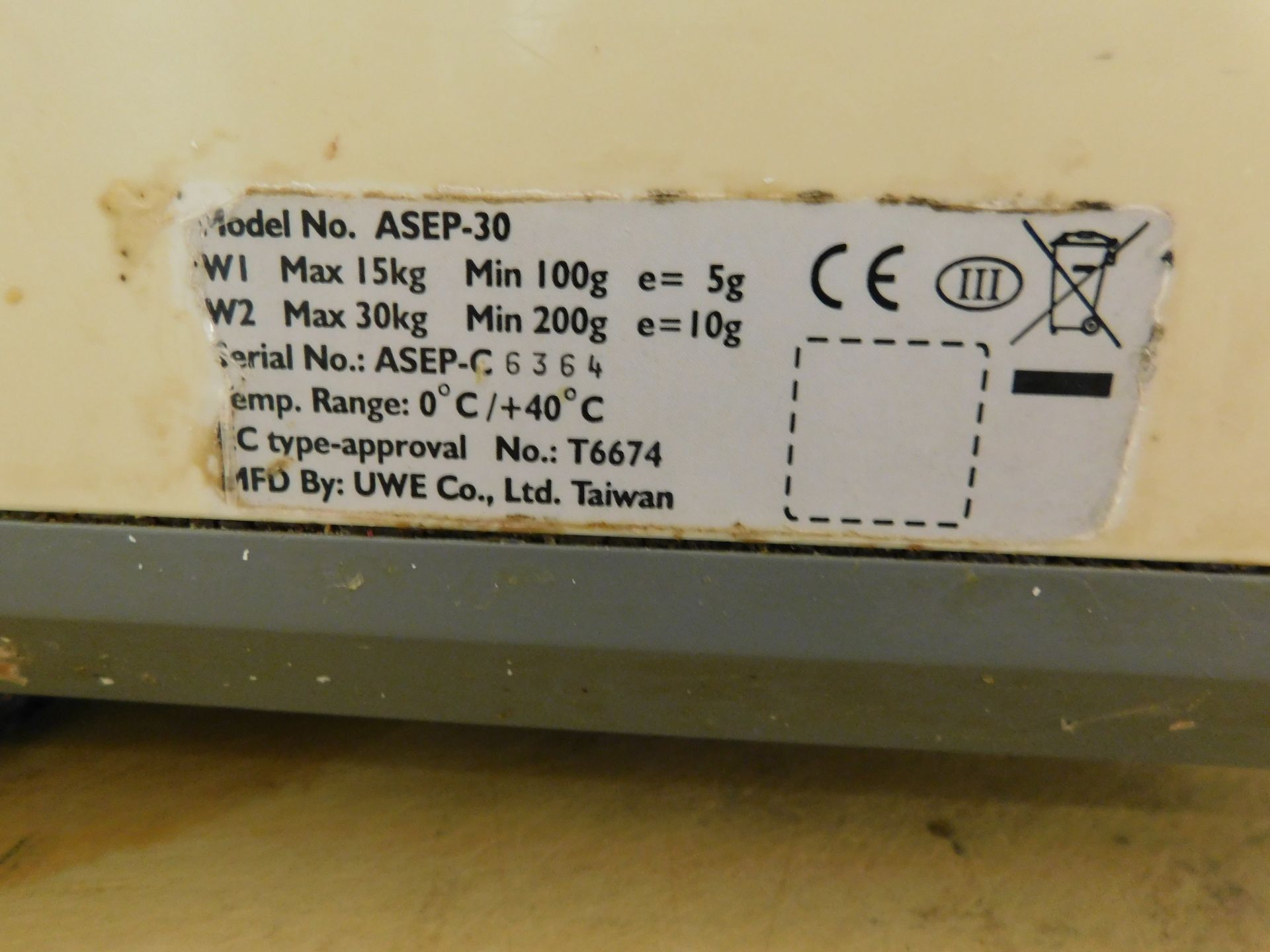 UWE ASEP-30 Benchtop Scales (Location: Skelmersdale. Please Refer to General Notes) - Image 5 of 5