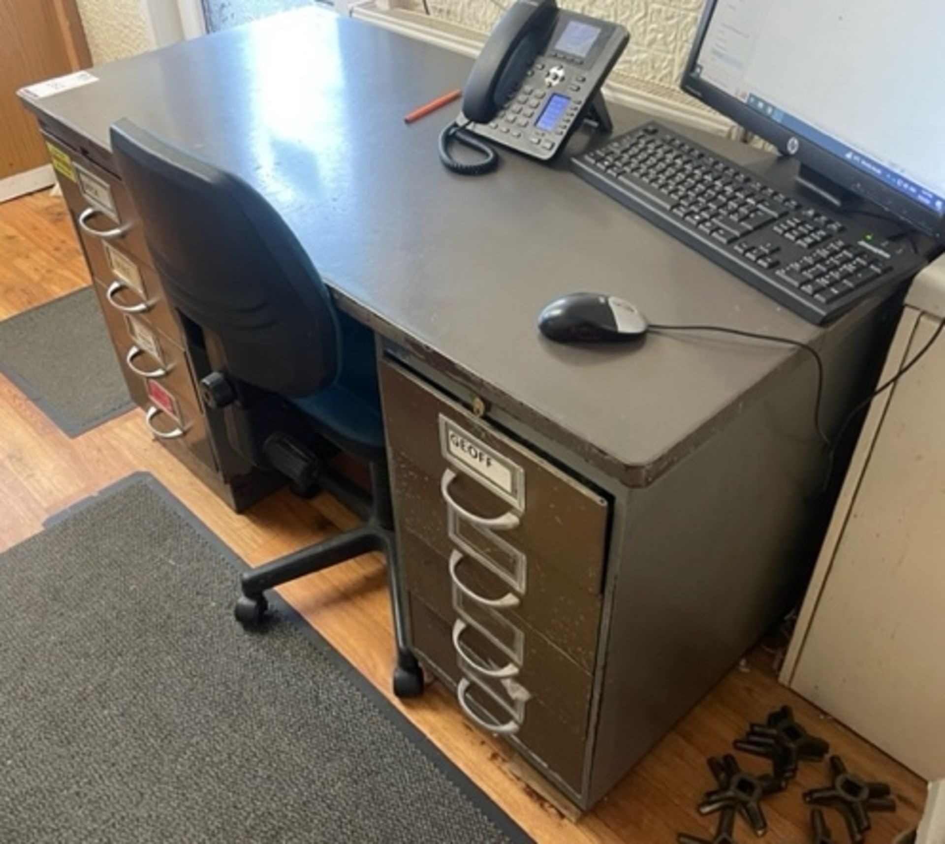 Steel Desk with Inlay Top & 8 Drawers (Computer Equipment & Phone Not Included) (Location: - Image 2 of 2