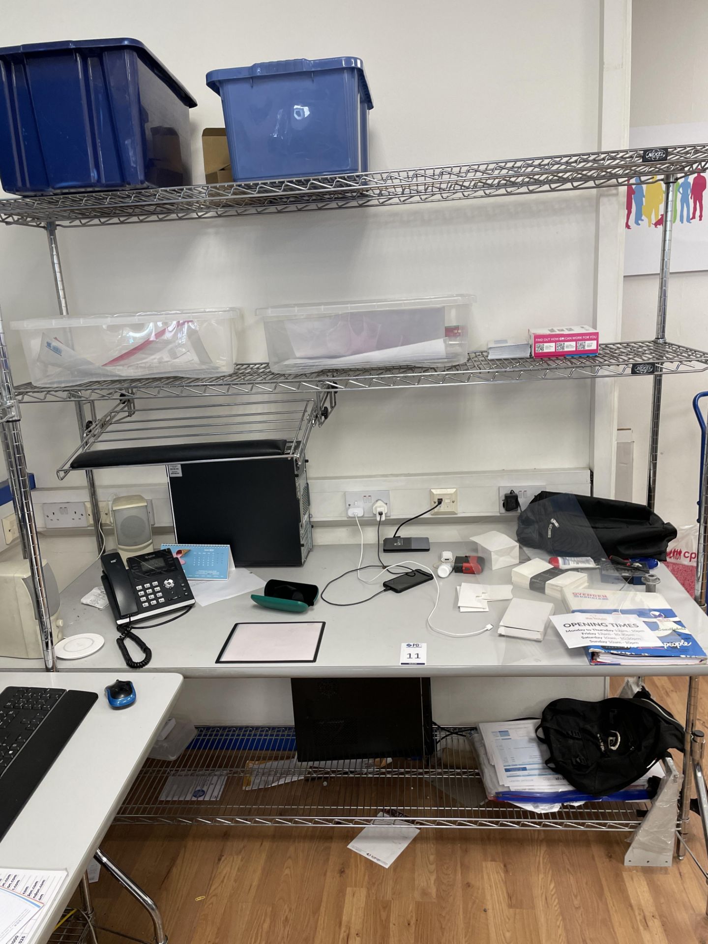 2 Laminated Workstations with Chromium Plated Overshelves (Excluding Contents) (Location: