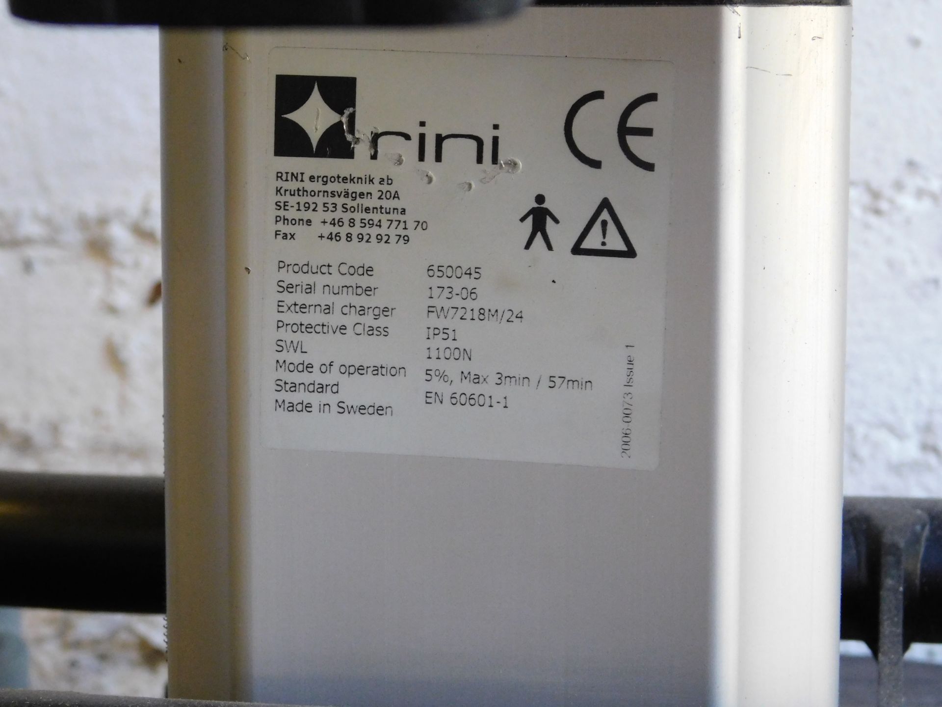 Rini HB41A00-00002 Ophthalmic Operating Chair, Serial Number 173-06 (Location: Bushey. Please - Image 3 of 4