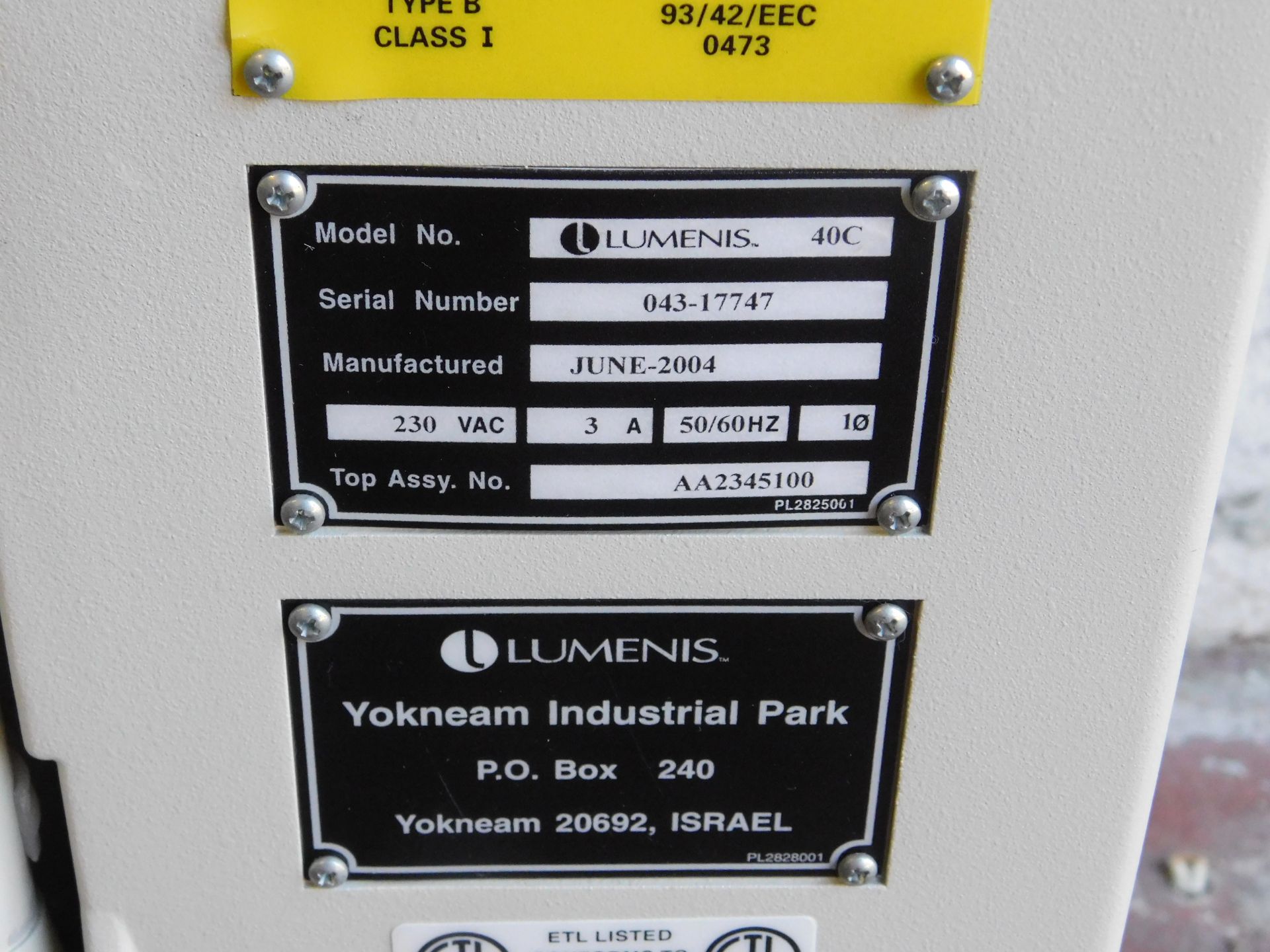 Lumenis 40C Compact CO2 Laser, Serial Number 043-17747 (Location: Bushey. Please Refer to General - Image 4 of 5