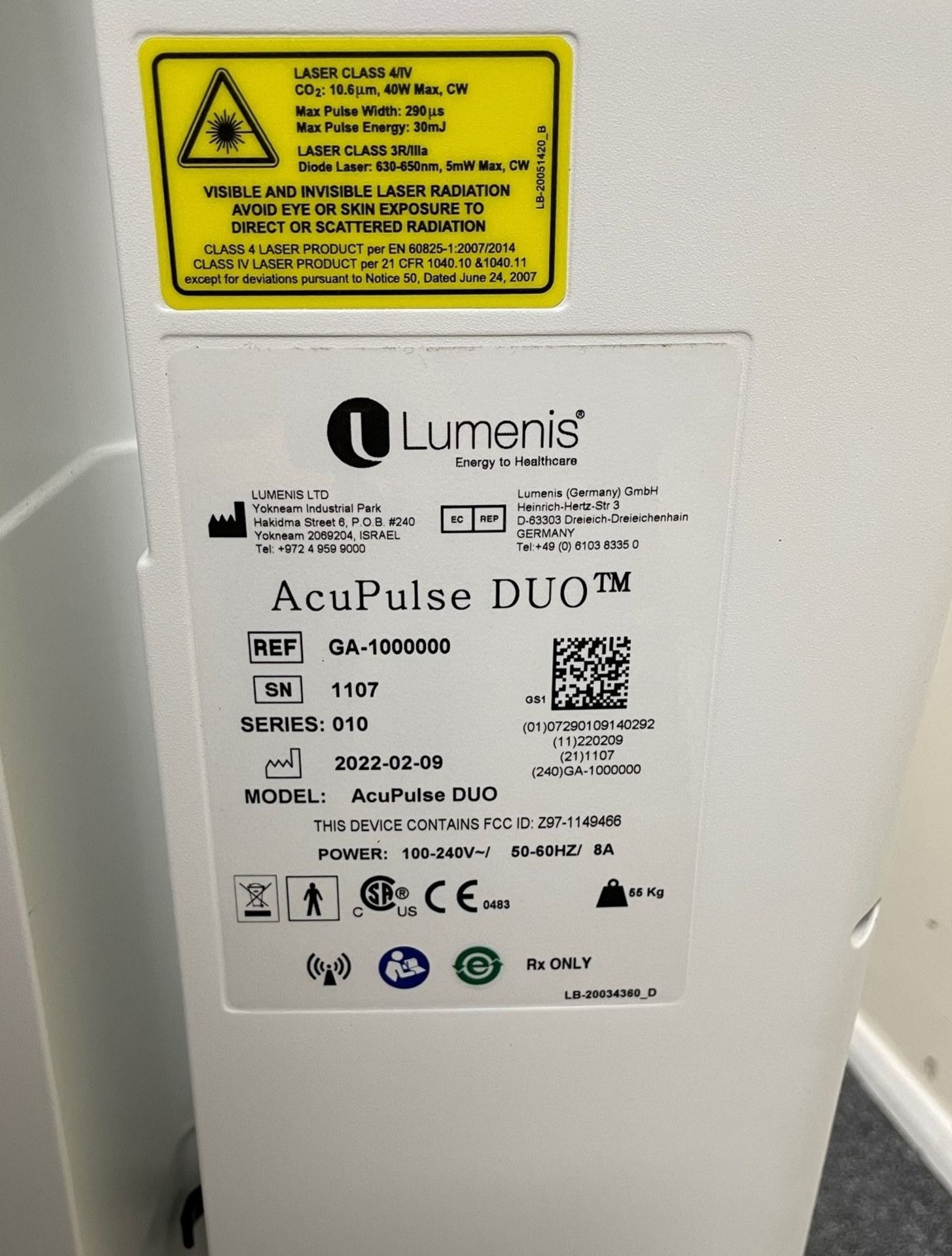 Lumenis AcuPulse Duo CO2 Laser (Ex Demonstration), Serial Number 1107 (2022) (Location: Bushey. - Image 6 of 7