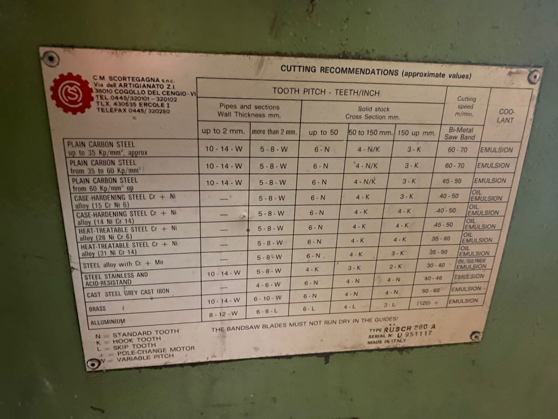 1995 Scortegagna Rusch 280A Automatic Column Head Bandsaw (Location: Maldon, Essex. Please Refer to - Image 6 of 6