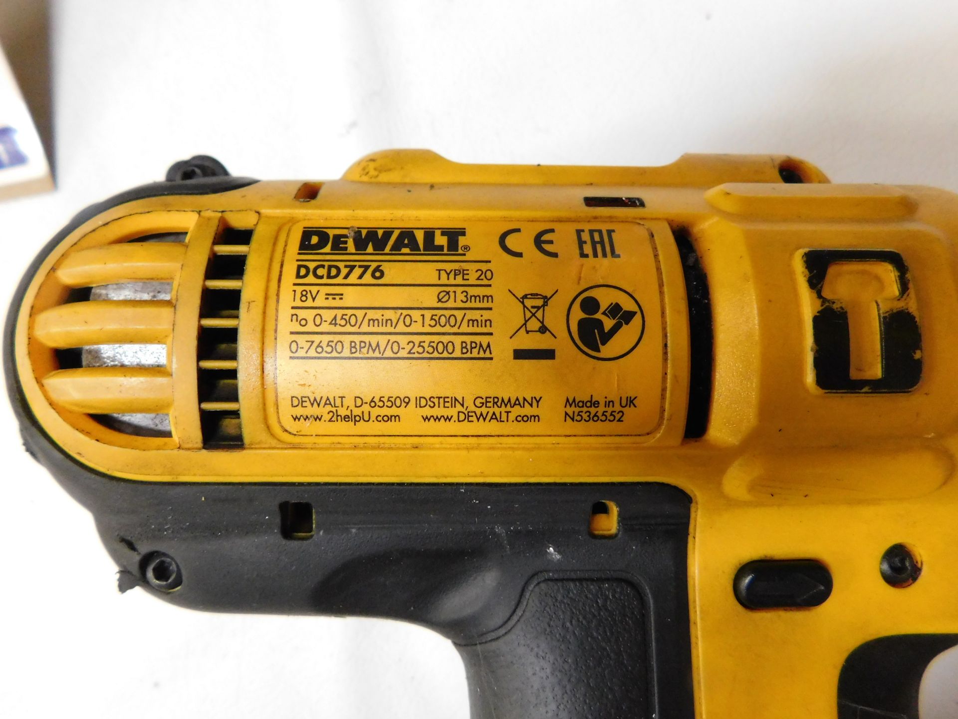 DeWalt DCD776 18v Cordless Drill with 18v 4.8A8 XR Lithium Ion Battery (Location: Brentwood. - Image 3 of 3