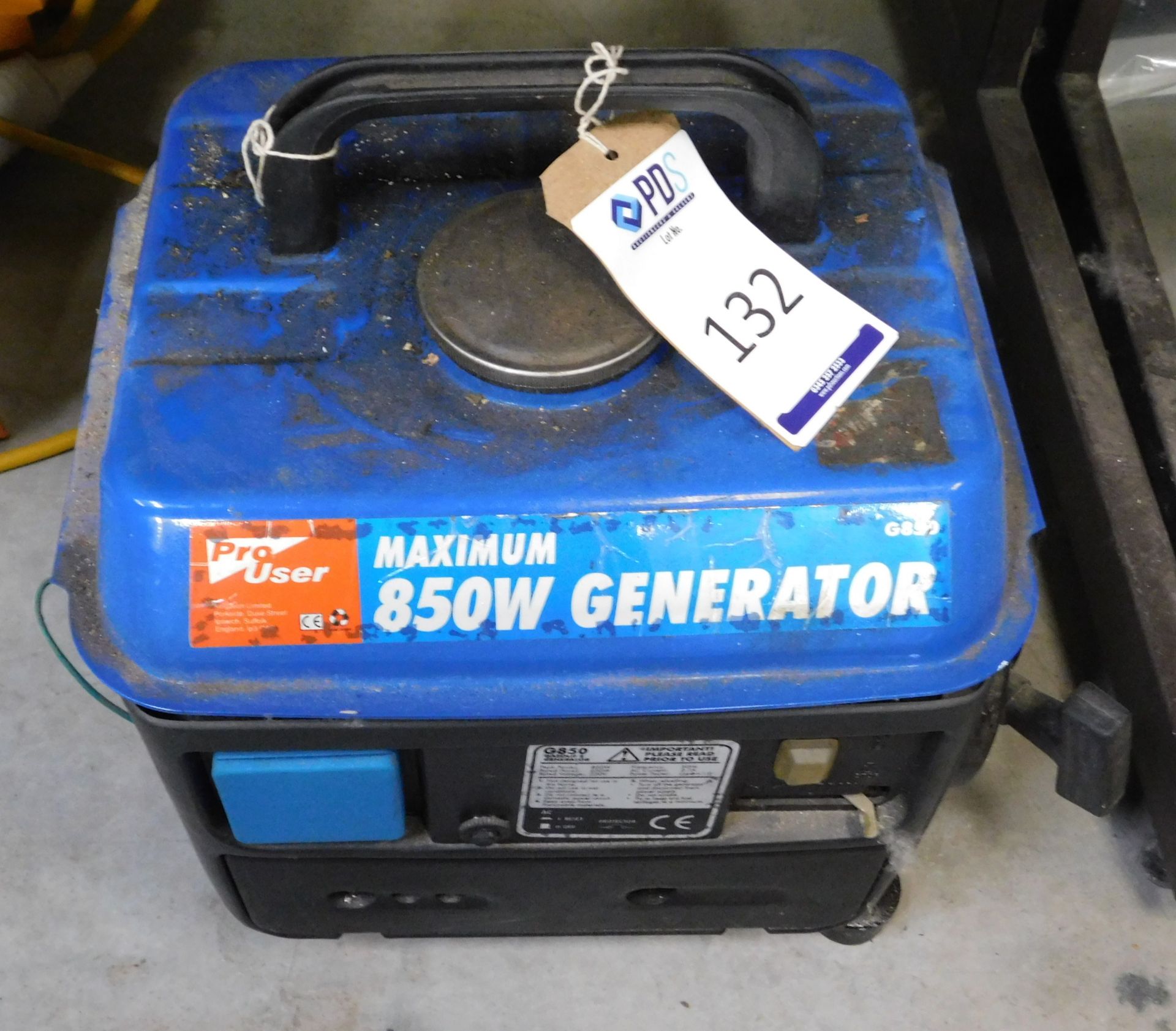 Pro User G850 Portable Generator, Max 850w (Location: Brentwood. Please Refer to General Notes)