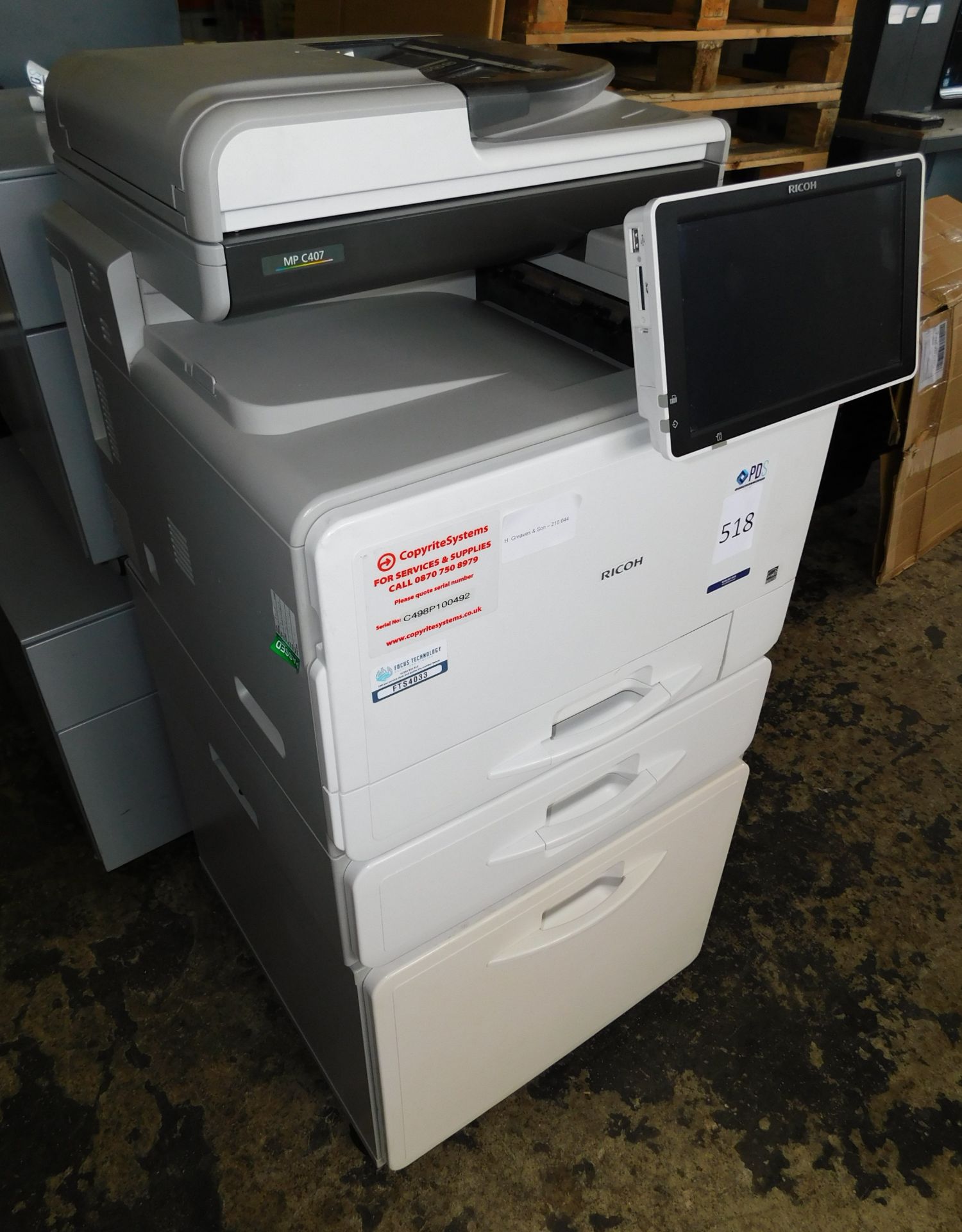 Ricoh MPC407 Print Centre (Location: Stockport. Please Refer to General Notes)