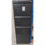Black Steel 4-Drawer Filing Cabinet & Quantity of Padded Envelopes (Location: Park Royal. Please See