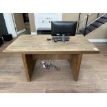 Oak Block Top Effect Slab Sided Dining Table, 6’ x 3’ (Location: High Wycombe. Please Refer to