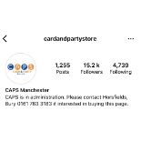 Facebook & Instagram Accounts Belonging to the Card & Party Store (Facebook 9.4k Followers – Instgra