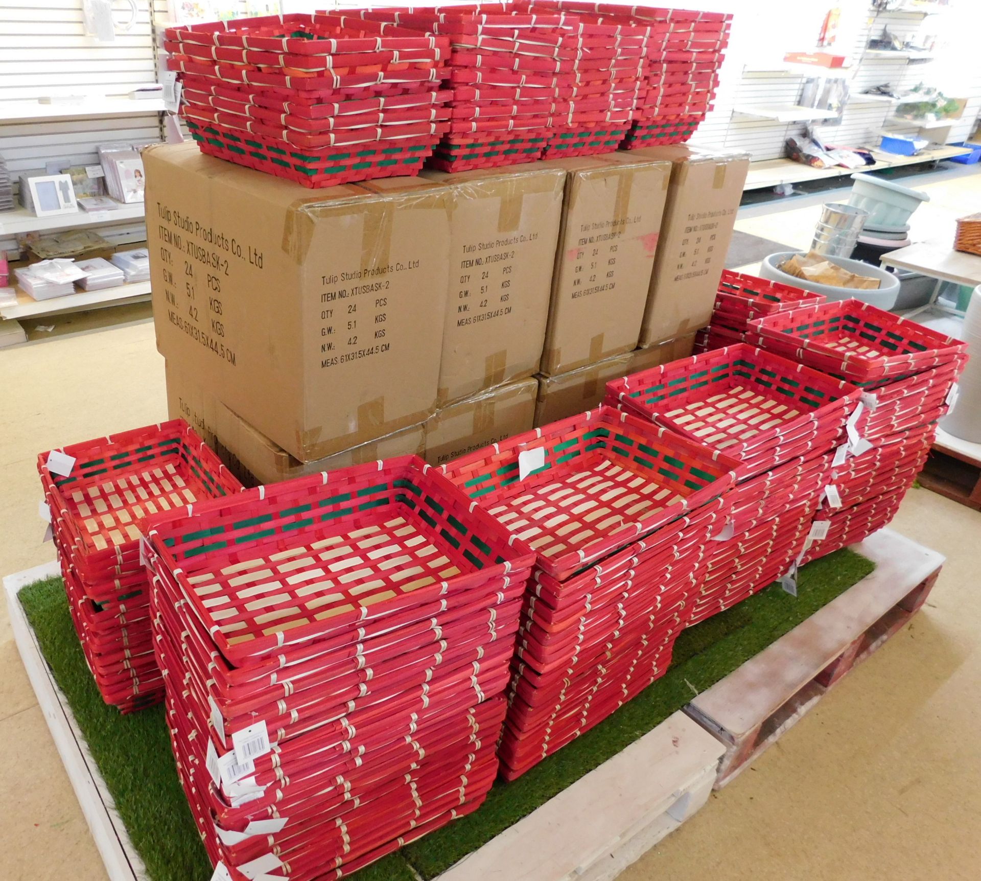 Contents of Pallet to Include Approximately 280 Wicker Display Baskets (Location Bury. Please See