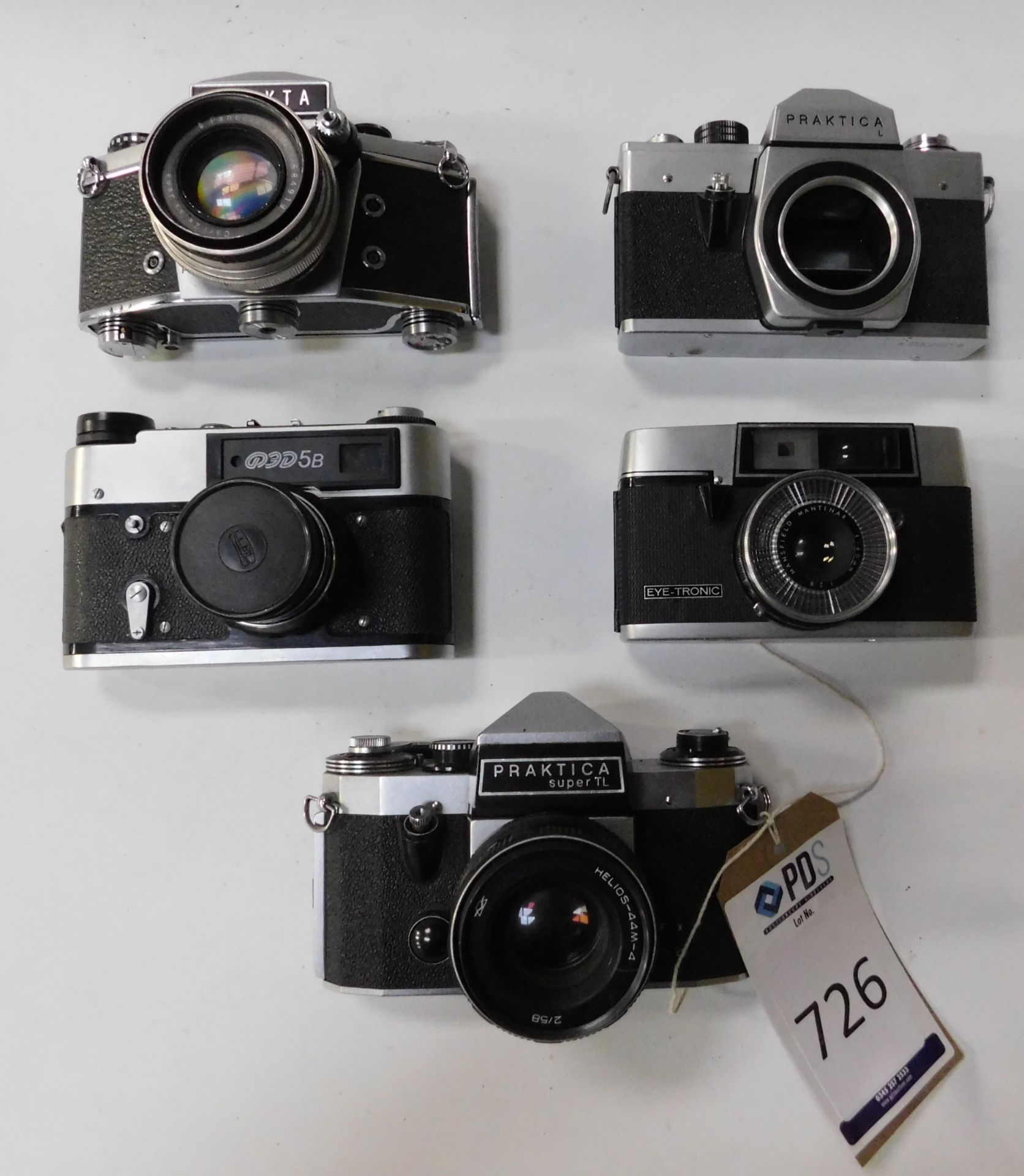 5 Various Vintage Film Cameras: OED 5B, Serial Number 514114; Exakta; Praktica Super TL; Praktica