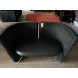 Black Suede Effect 2-Seat Curve Back 2-Section Sofa (Location: High Wycombe. Please Refer to General