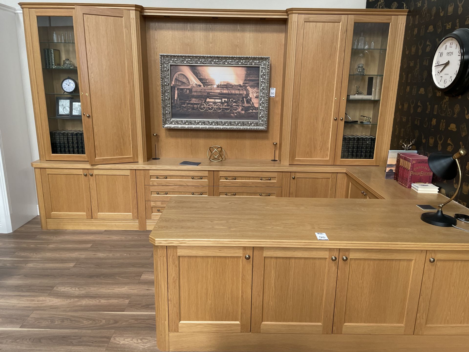 Conquest Medium Oak Office Display Comprising: Main Unit with Base Fitted Six Drawers & Three