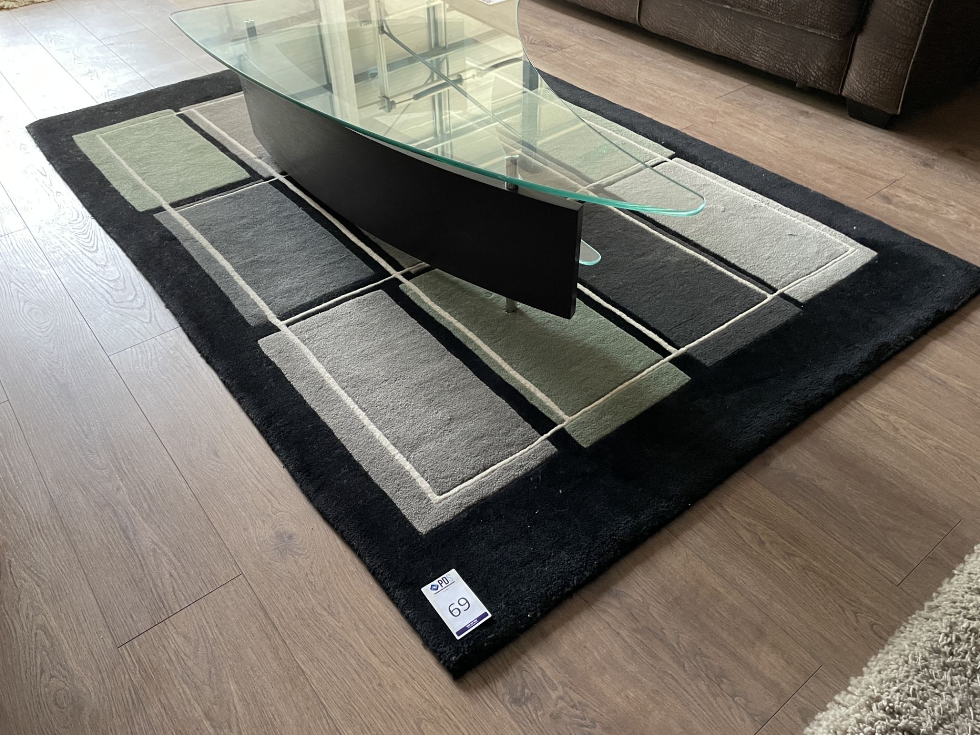 Black & Grey Geometric Patterned Rug, 7’ x 5’ (Location: High Wycombe. Please Refer to General