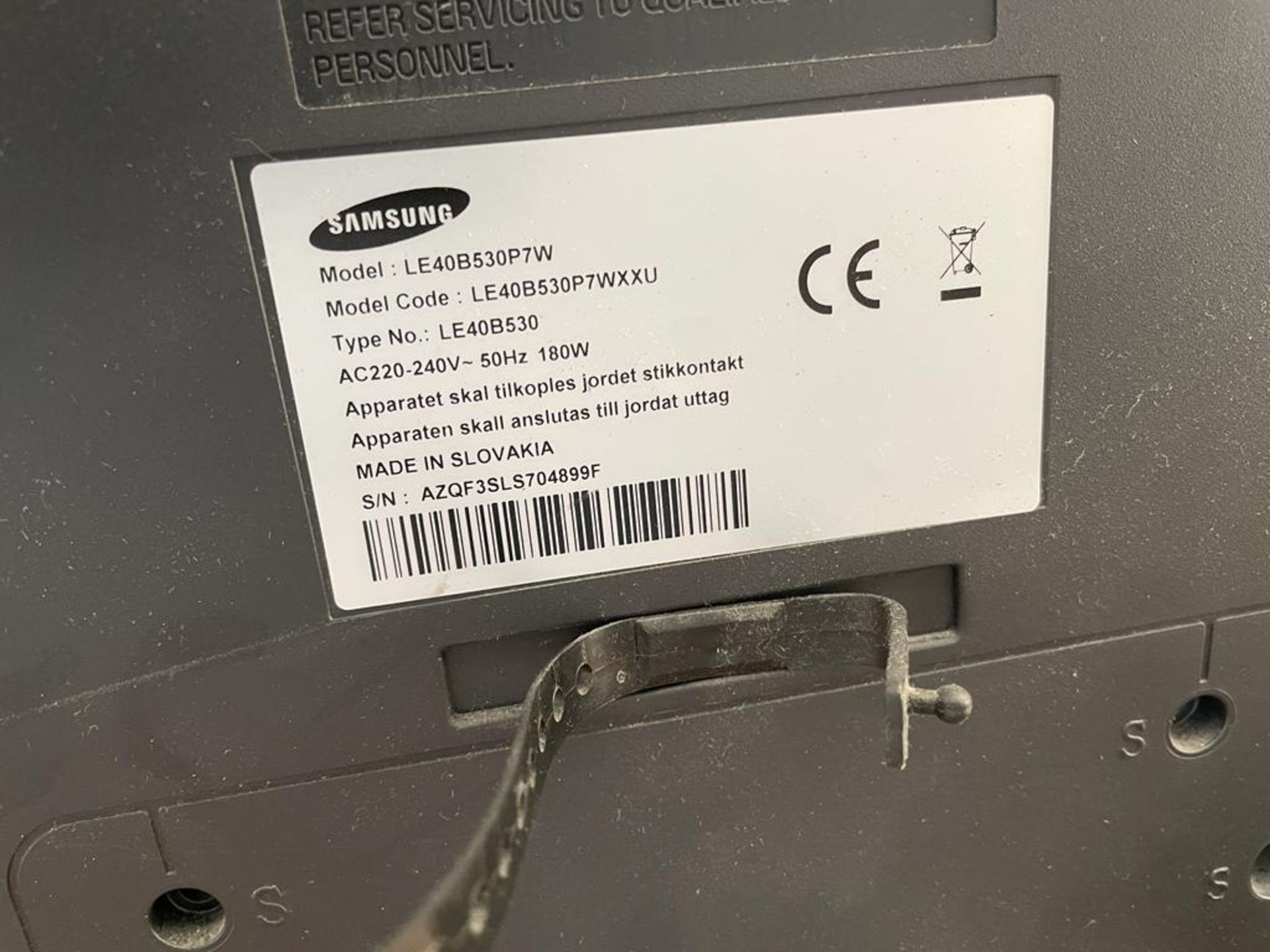 Samsung LE40B530P7W Television, Serial Number AZQF3SLS704899F with Remote (Location: High Wycombe. - Image 2 of 3