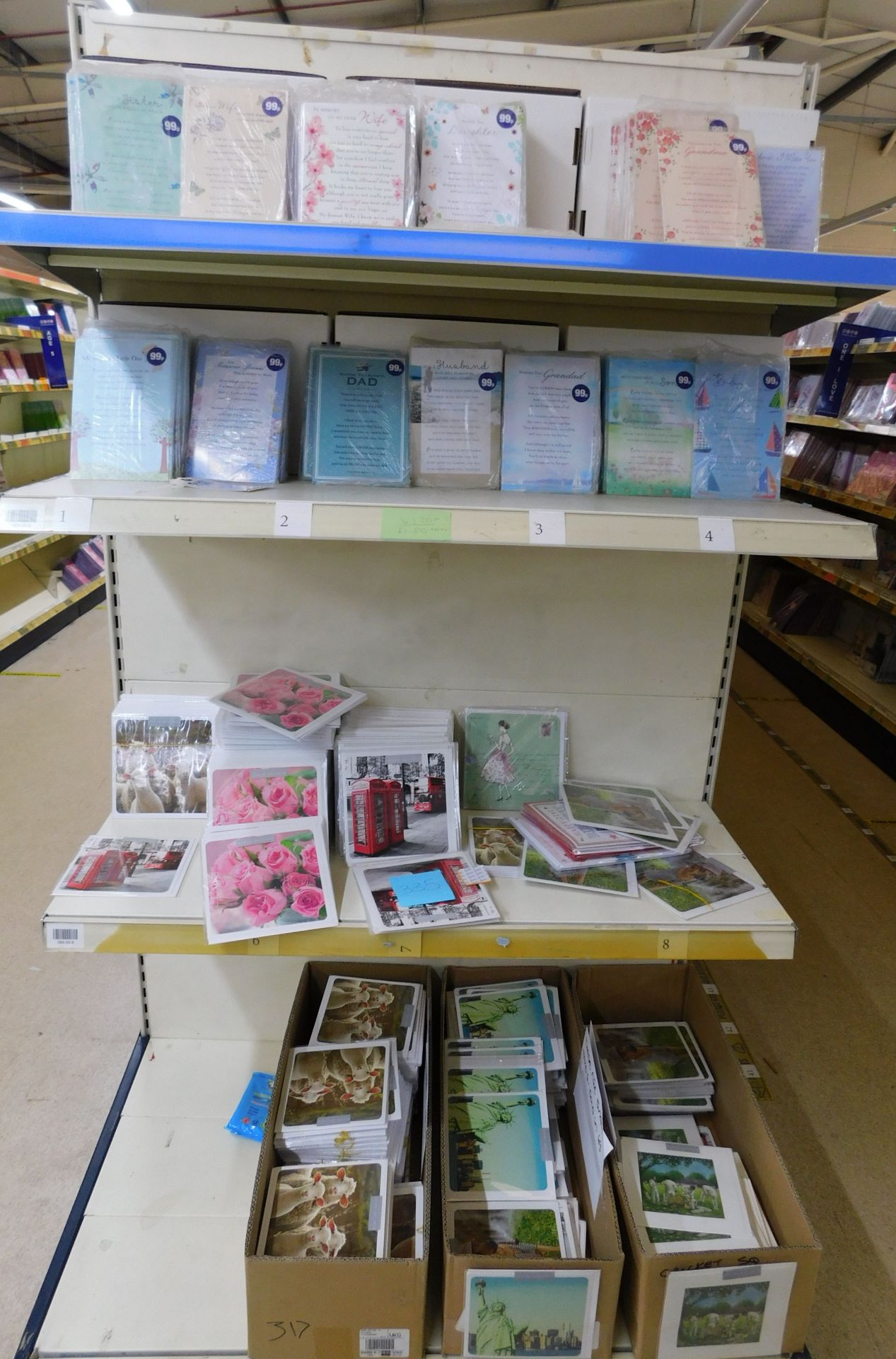 Contents of 5 Bays of Shelving to Include 2,750 Memorial Cards & 3,250 Various Greetings Cards (