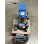 Clarke Metalworker 6” Bench Grinder, Silverline Pedestal Drill & Silverline 12Ah Jump Starter &