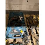 Makita 4350 FCT Jigsaw, 110v, Bosch GSB13RE Hammer Drill, 110v & Sundry Makita Hammer Drills (