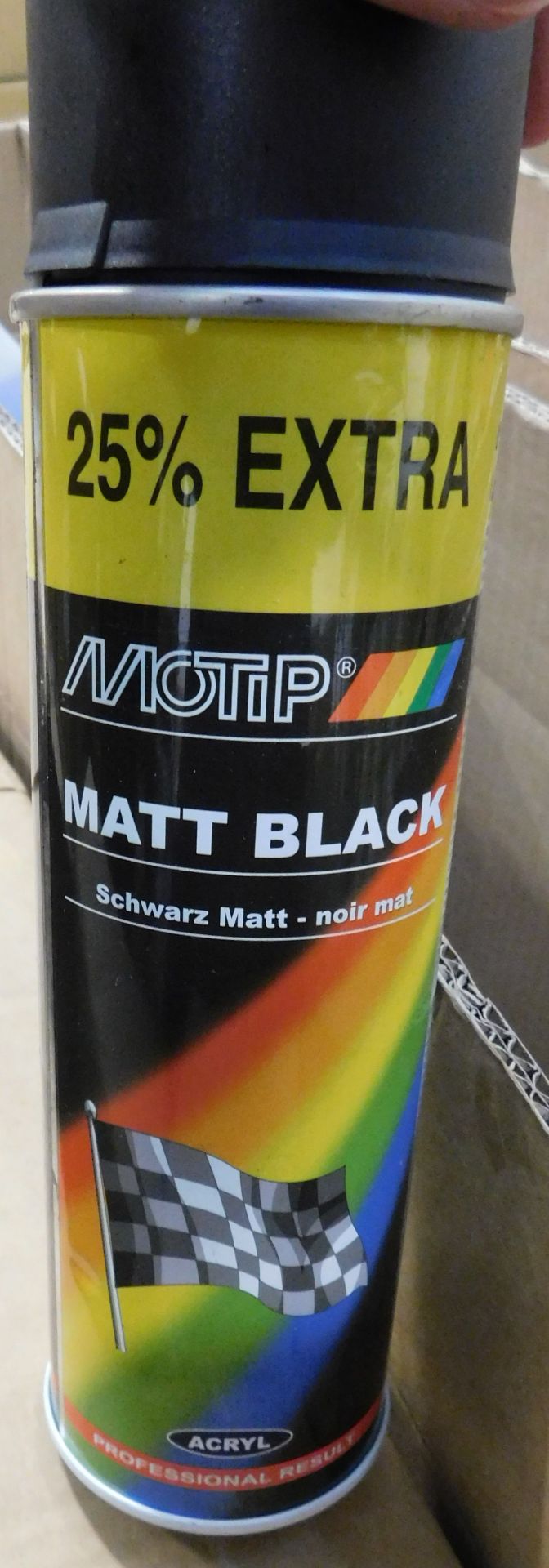 Box of Motip 500ml Matte Black Aerosol Paint Cans (Location Park Royal N W London. Please Refer to - Image 3 of 3