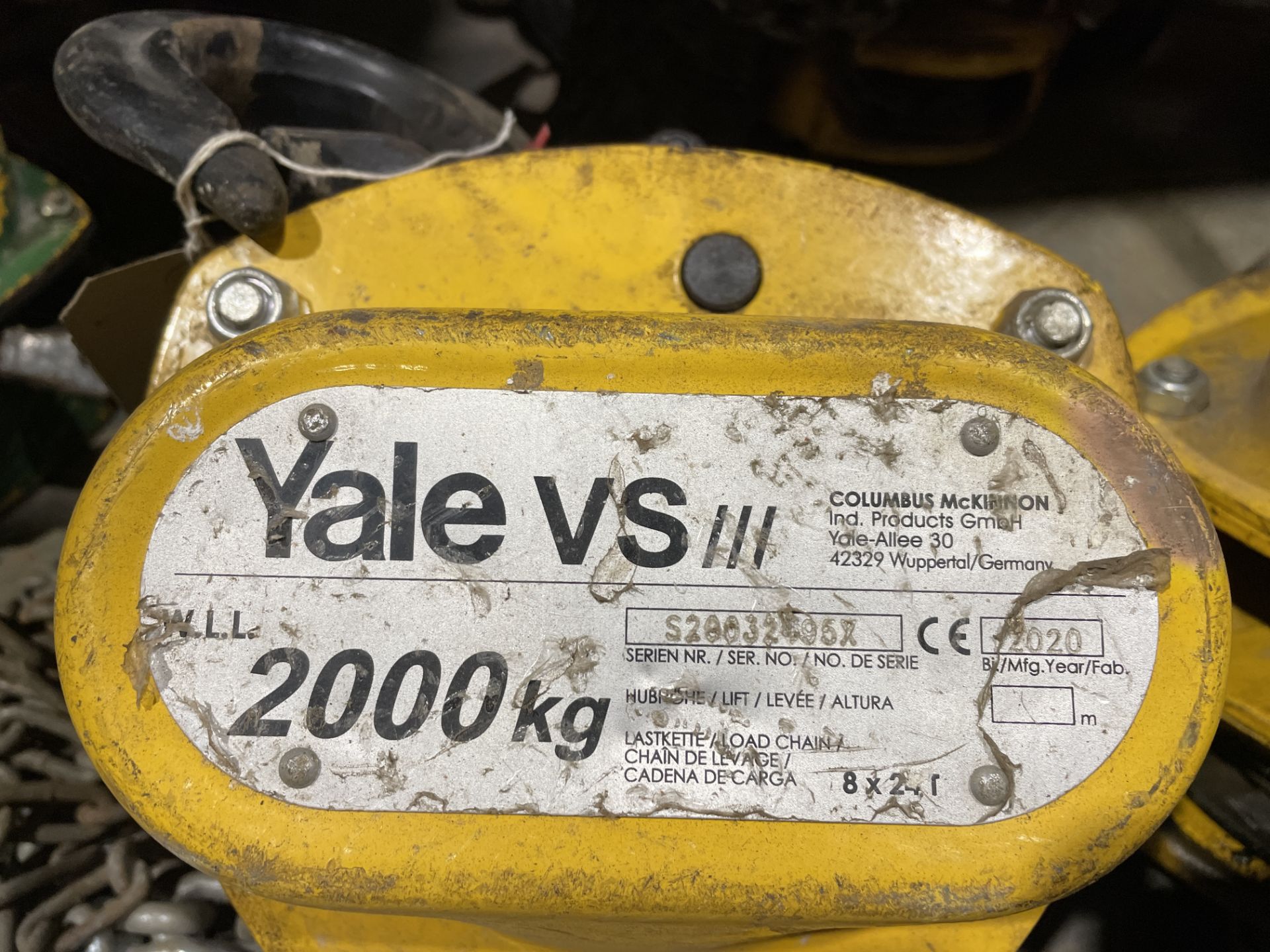 2 Yale VS111 Chain Hoists Capacity 2000kg (Location Rochester. Please Refer to General Notes) - Image 2 of 2