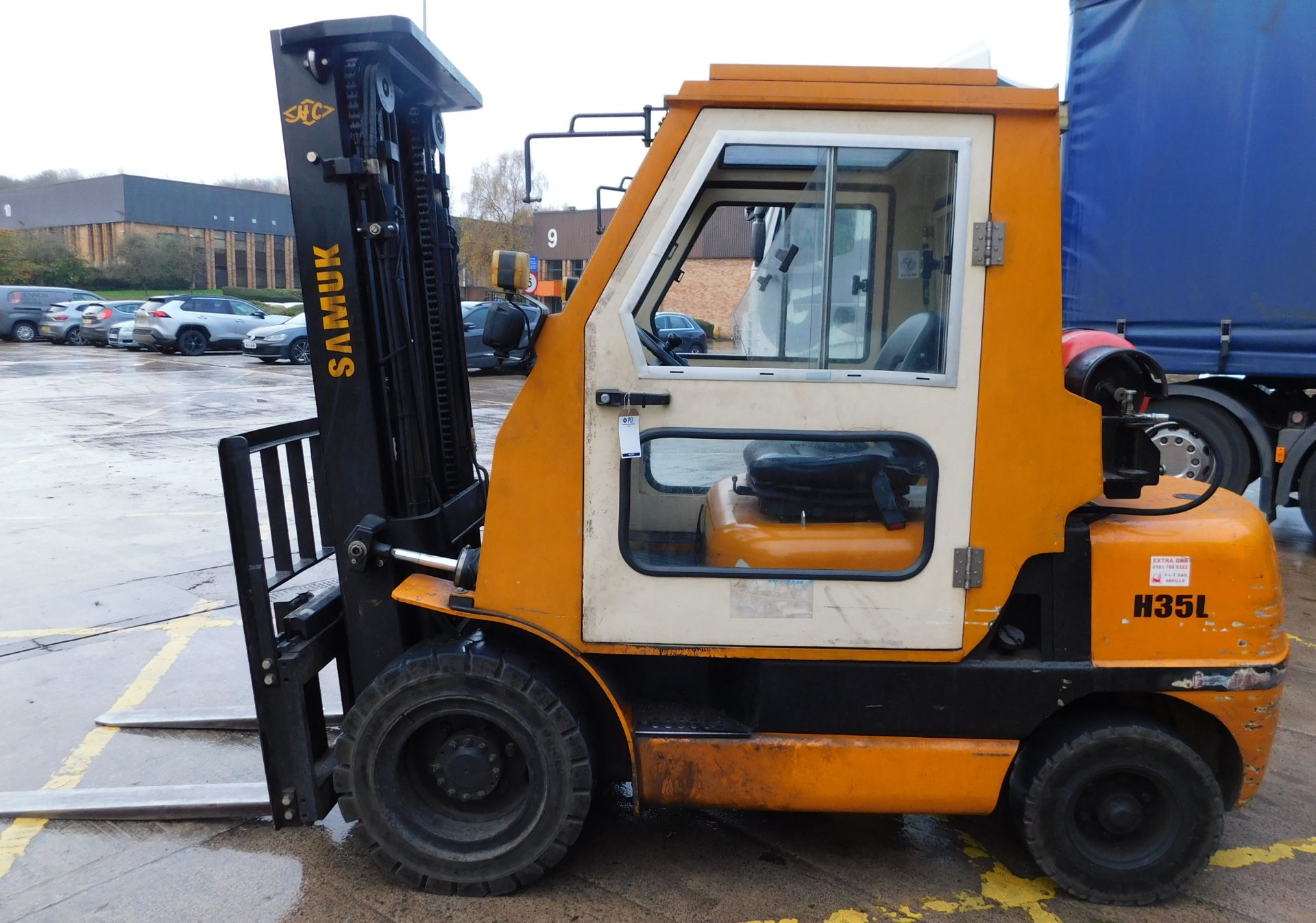 2007 Samuk H35L Gas Powered Forklift, Serial Number 070100559 (Located North Manchester. Please - Image 8 of 13