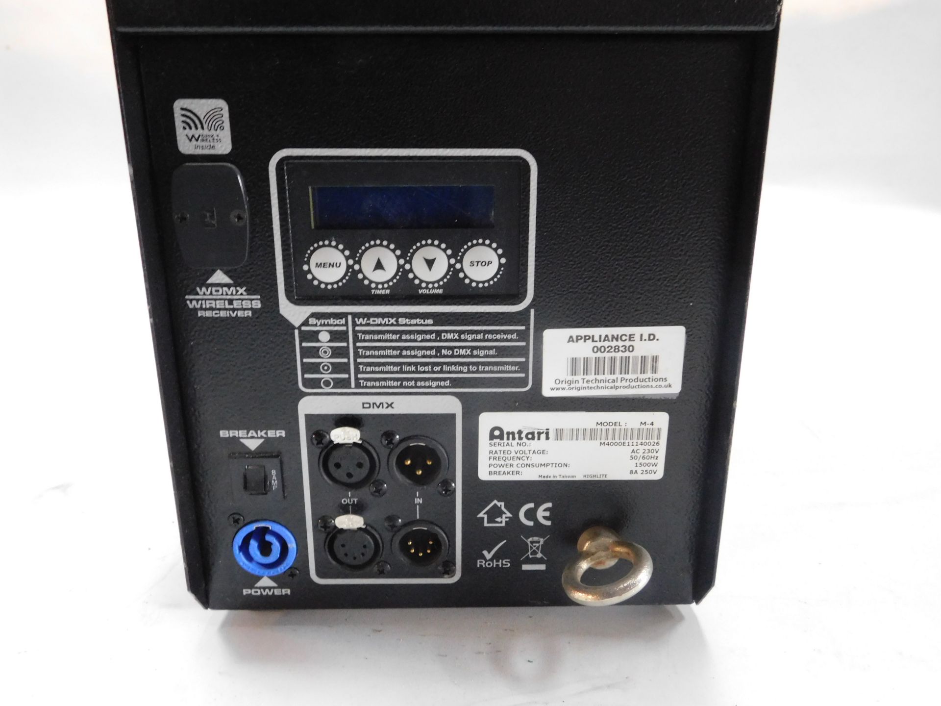 Antari M-4 Fog Machine, Serial Number M4000E11140026 (Location: Brentwood. Please Refer to General - Image 3 of 4
