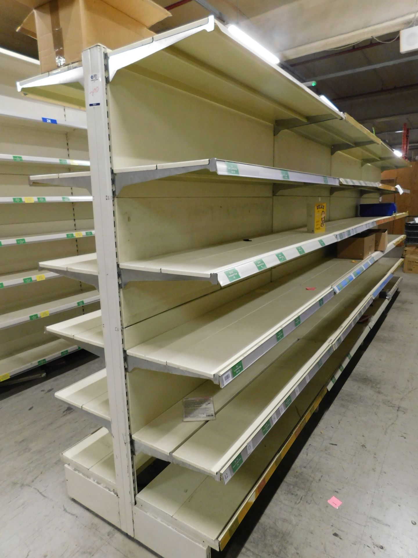 18 Bays of Gondola Double Sided Steel Shelving (Excluding Contents) & Quantity of Shelving - Image 2 of 12
