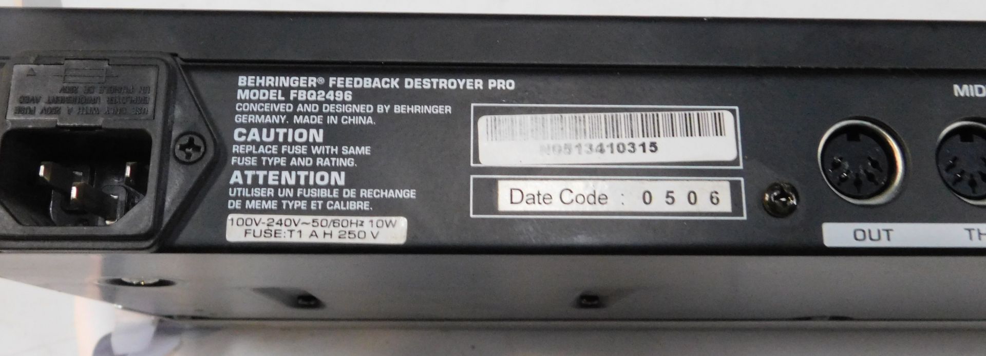 Botex DR-512 DMX Recorder, Pulse MPS Master DJ Player, Behringer Feedback Destroyer Pro, Model - Image 15 of 16
