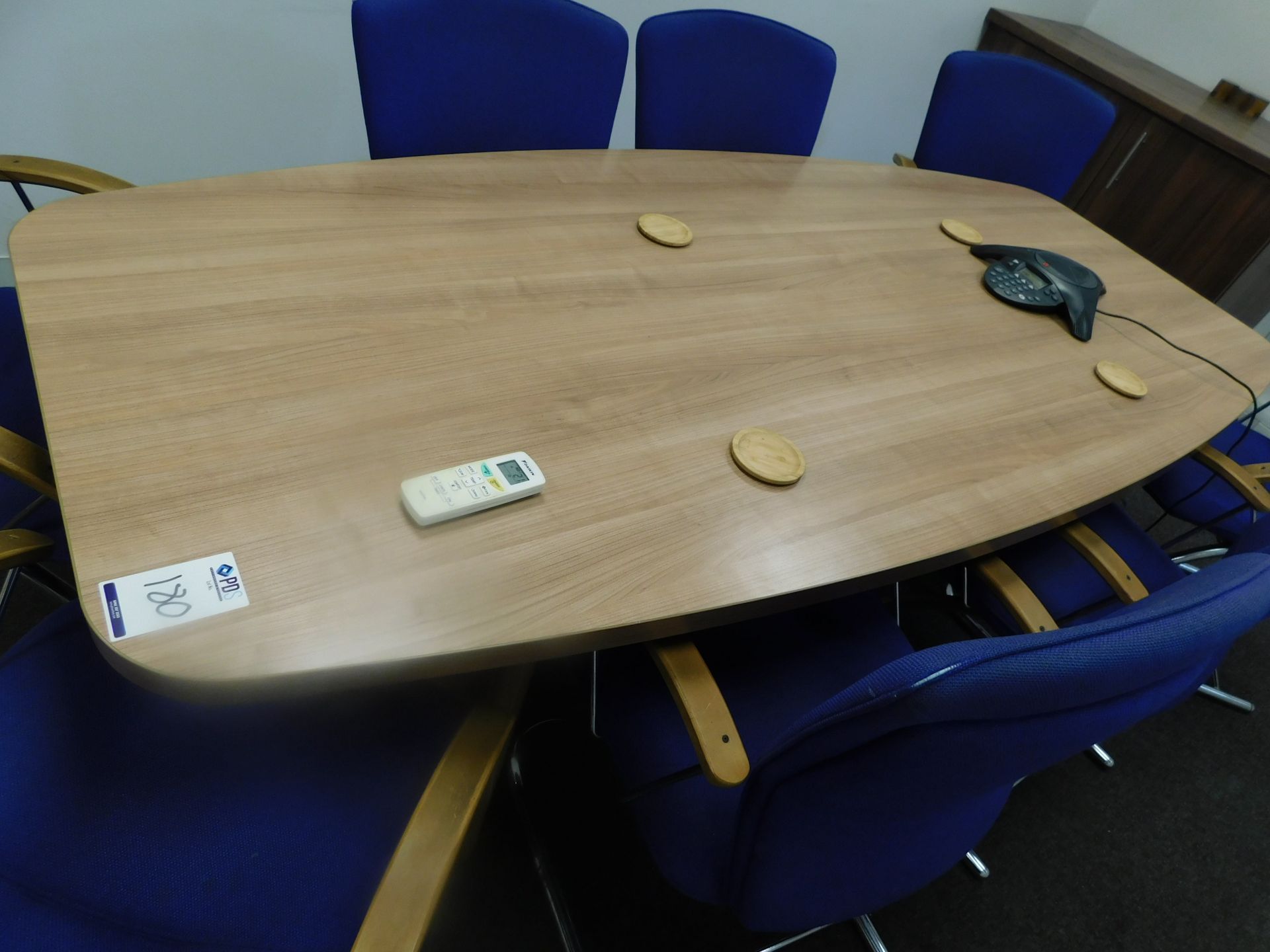 Dark Oak Effect Boardroom Table, 6 Various Chairs & Double Door Cabinet (Located North Manchester. - Image 7 of 8