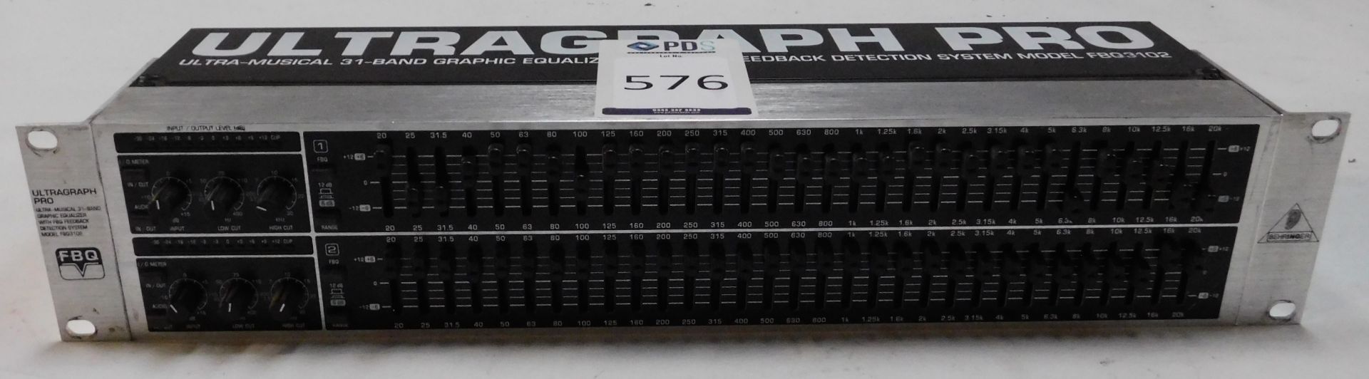 FBW Ultragraph Pro 31-Band Graphical Equalizer with Feedback Control, Model FBQ3102; 2 Behringer - Image 3 of 19