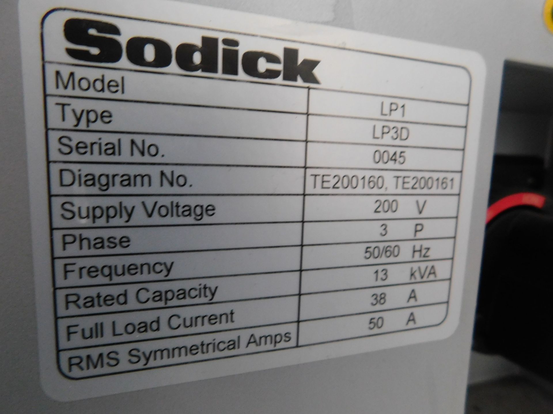 Sodick AD3L 3 Axis Linear CNC Spark Eroding Machine, Model LP1, Type LP3D, Serial Number 0045 ( - Bild 23 aus 23