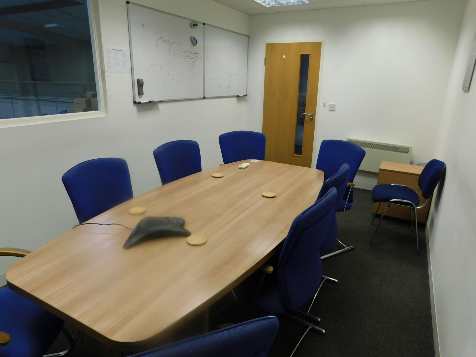 Dark Oak Effect Boardroom Table, 6 Various Chairs & Double Door Cabinet (Located North Manchester. - Image 3 of 8