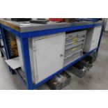 Fabricated Work Bench, 2000mm x 750mm with Two Cupboards & Tool Chest Fitted with Record No. 24 Vice
