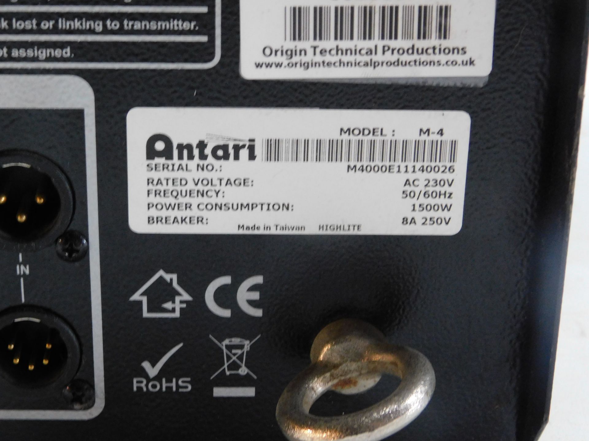 Antari M-4 Fog Machine, Serial Number M4000E11140026 (Location: Brentwood. Please Refer to General - Image 4 of 4