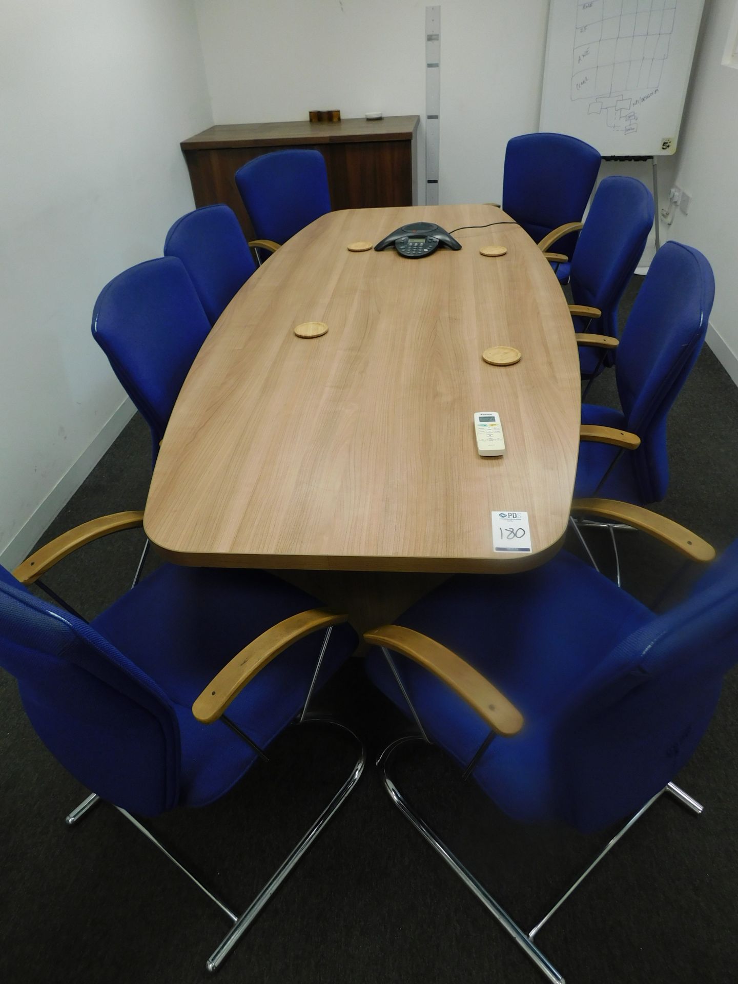 Dark Oak Effect Boardroom Table, 6 Various Chairs & Double Door Cabinet (Located North Manchester. - Image 6 of 8