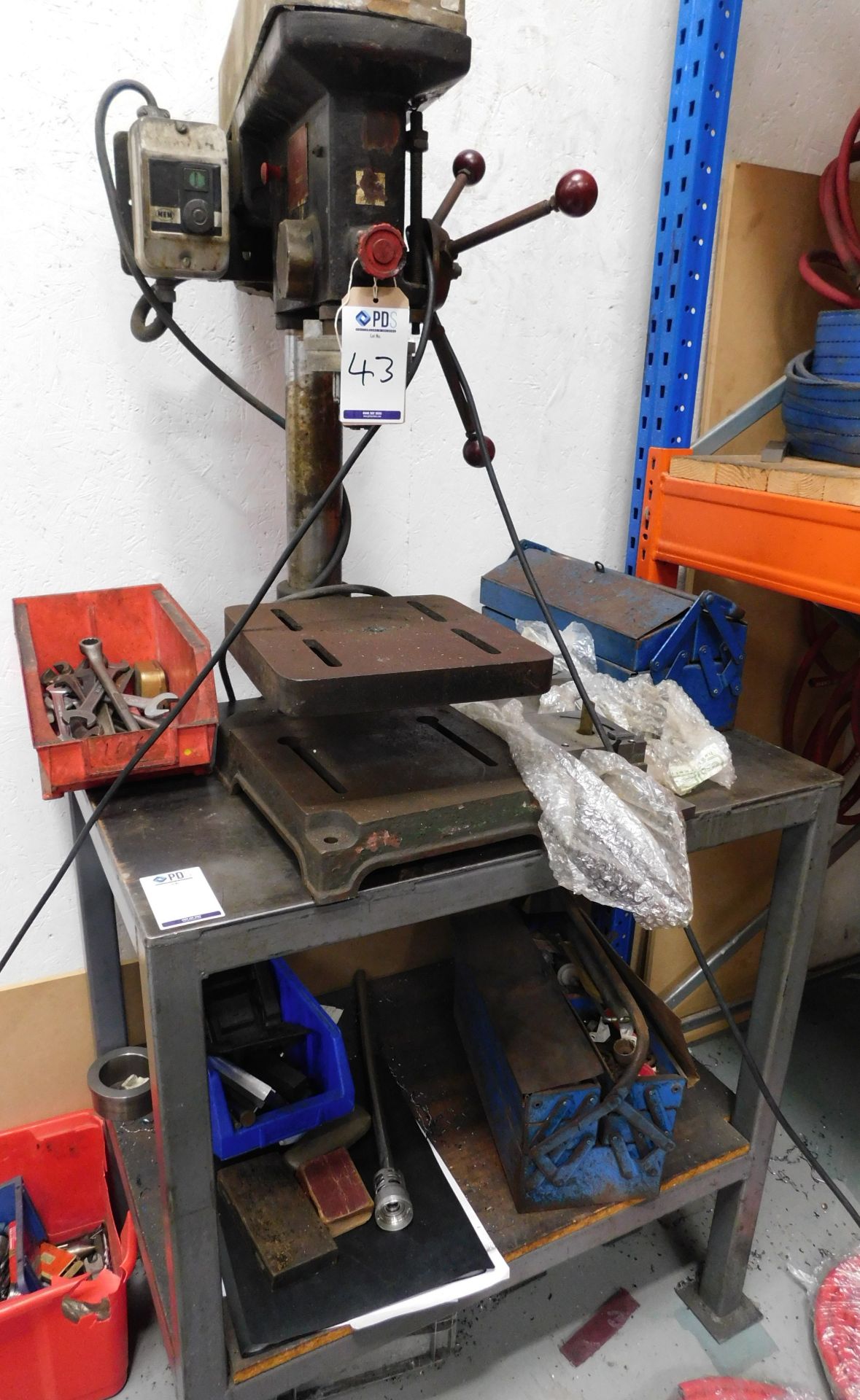 Unbadged Benchtop Drill & Fabricated Bench (Located North Manchester. Please Refer to General