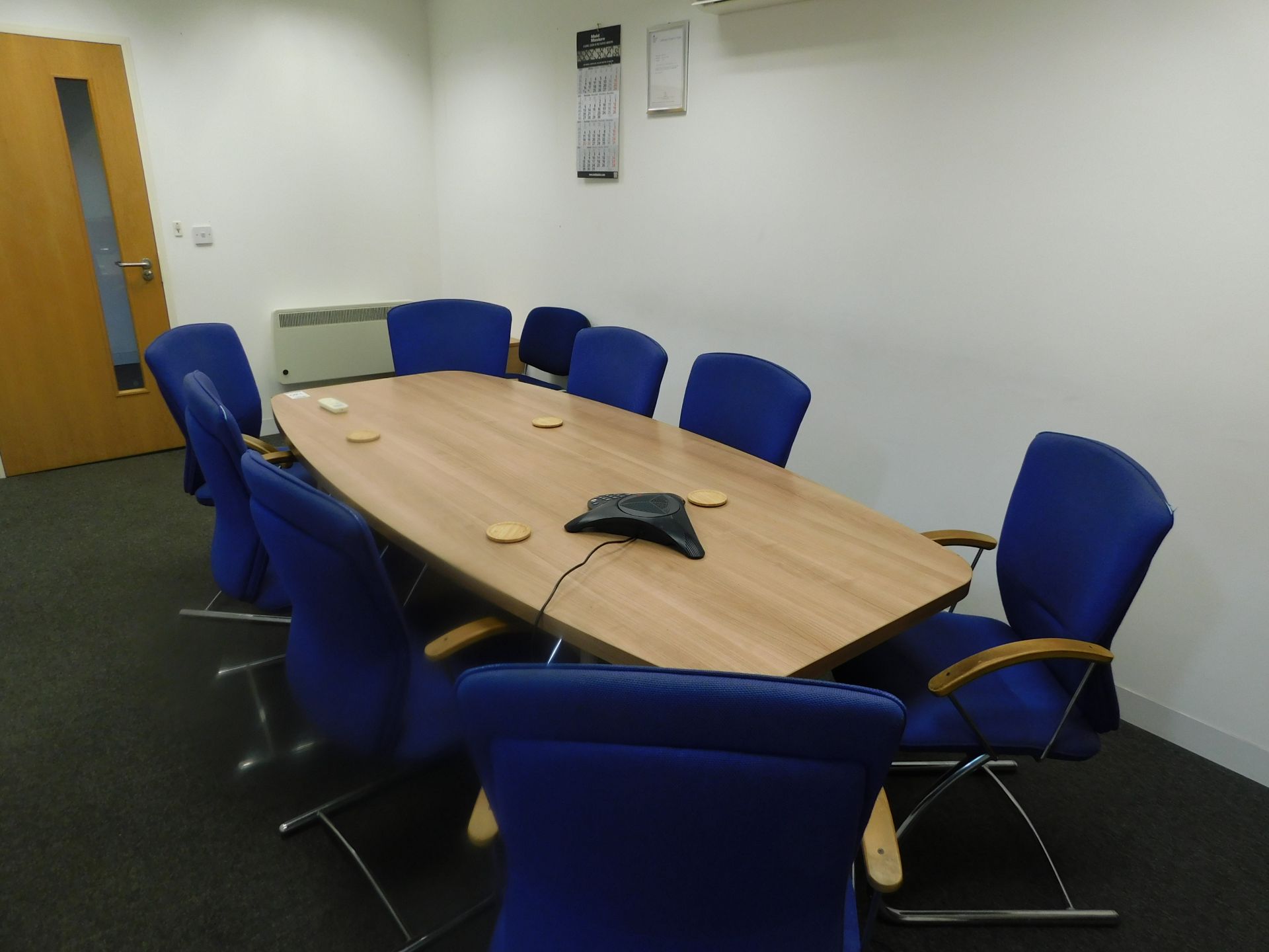 Dark Oak Effect Boardroom Table, 6 Various Chairs & Double Door Cabinet (Located North Manchester. - Image 4 of 8