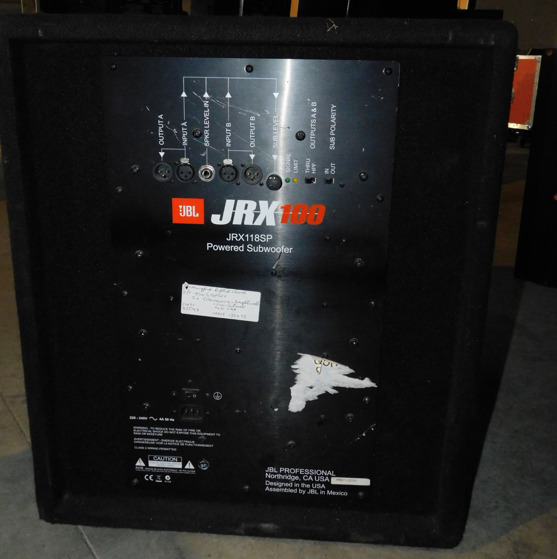 JBL JRX118SP Powered Subwoofer (Location: Brentwood. Please Refer to General Notes) - Image 2 of 3
