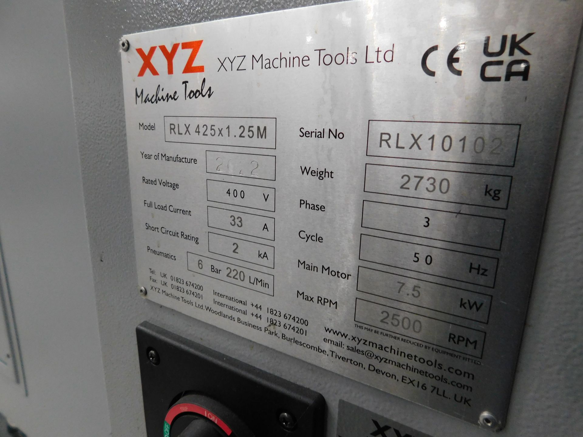 XYZ RLX 425 x 1.25m Gap Bed Lathe, Serial Number RLX10102 (2022)  (Located North Manchester. - Image 26 of 26