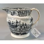 Unusual 19th Century Commemorative Pearl ware Staffordshire transfer printed black and white pottery