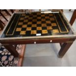 Small modern hardwood coffee table with chessboard and glass top. (B.P. 21% + VAT)