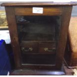 Early 20th Century table top wooden smokers cabinet with glazed front. (B.P. 21% + VAT)